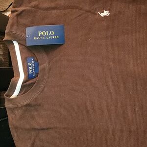 NWT Polo Ralph Lauren men's thermal shirt/sweater, size L in brown